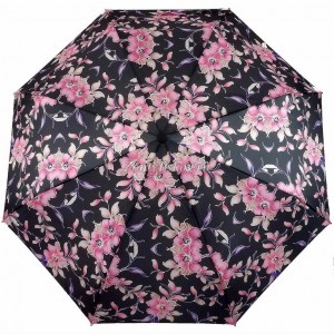 Черный зонт с розовыми цветами Zicco, автомат, арт.2240-4